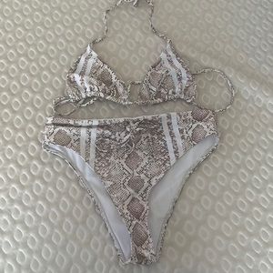 Snake print bathingsuit.